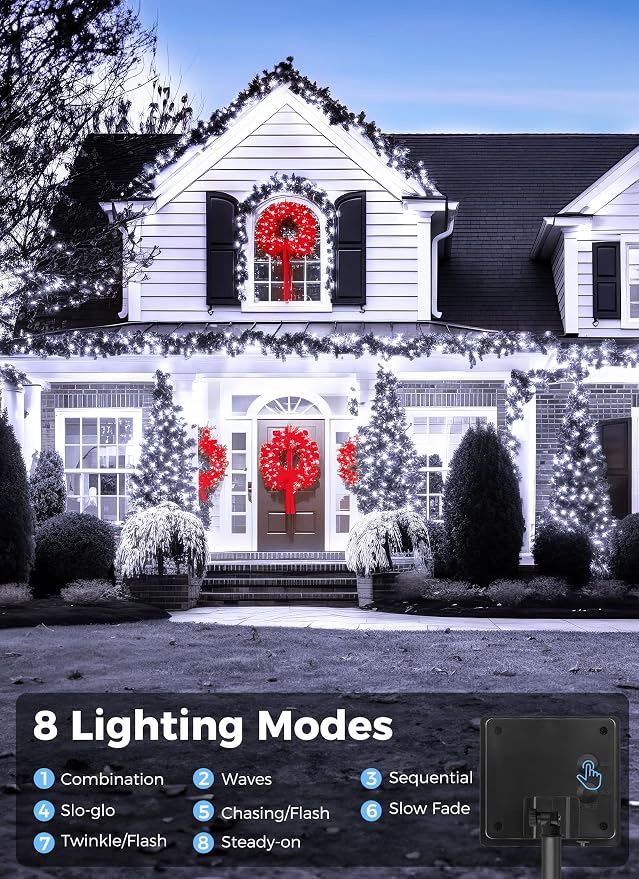 Solar String Lights Outdoor, 2 Pack Total 80 FT 200 LED Solar Powered String - Image 5