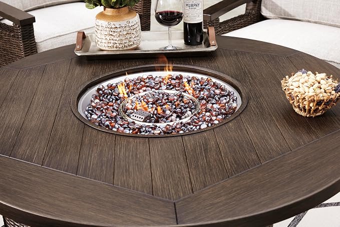 Signature Design by Ashley Paradise Trail Outdoor Round Wicker Patio Fire Pit - Image 14