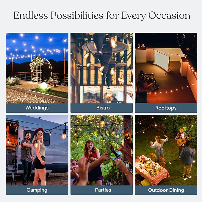 Brightech Ambience Pro - 24 Ft Waterproof LED Outdoor String Lights - Hanging - Image 8