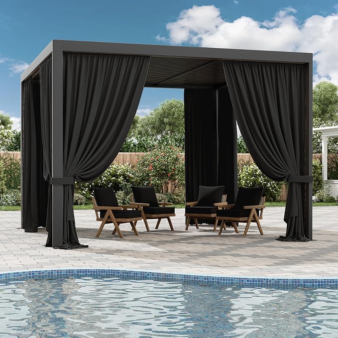 Gazebo Universal Replacement Privacy Curtain, 4-Panels Sidewall Curtains - Image 6