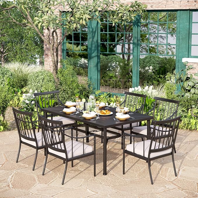 PHI VILLA Outdoor Metal Steel Dining Chairs - Image 7