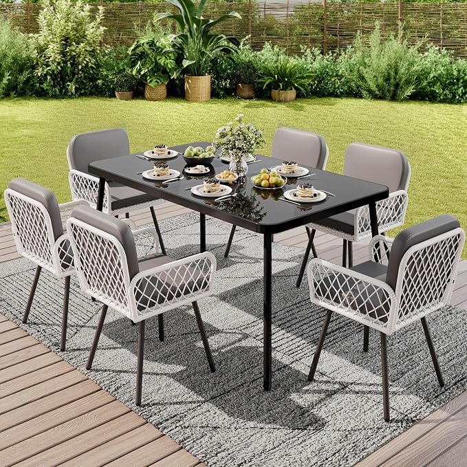 GarveeLife 7 Piece Patio Dining Set, Outdoor All-Weather Wicker Furniture - Image 2