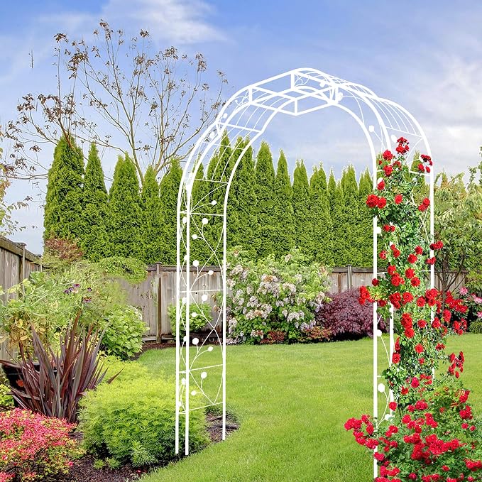 Metal Garden Arch 98.4" H Garden Arbor Trellis - Image 6
