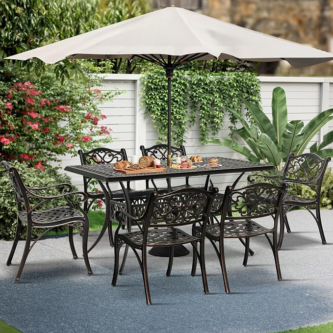 DWVO Cast Aluminum Outdoor Dining Table, Patio Dining Table - Image 2