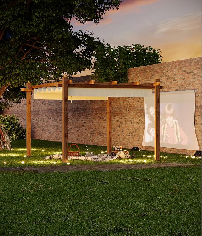 GarveeLife 10 x 13 ft Wood-Grain Aluminum Pergola Outdoor Pergola - Image 7