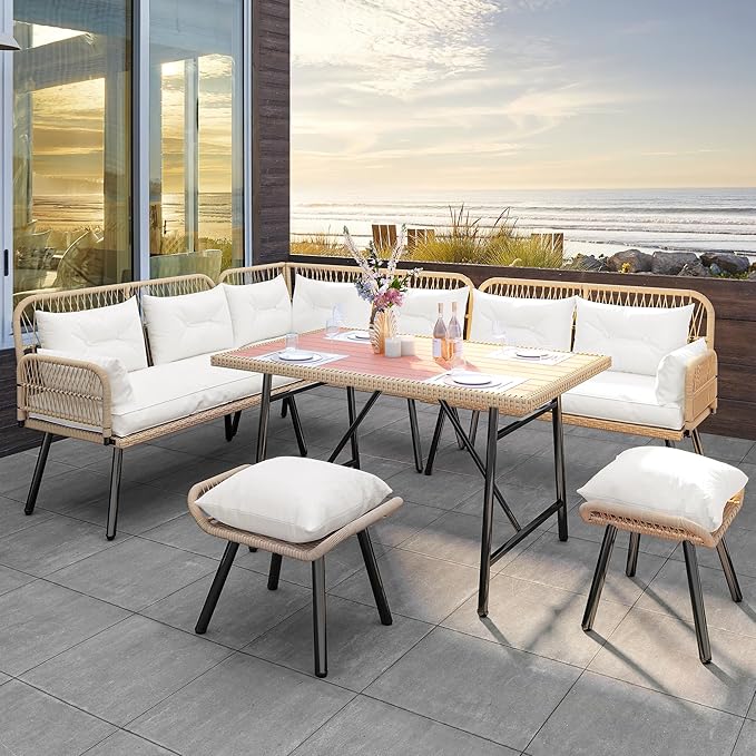 YITAHOME Patio Wicker L-Shaped Furniture Set, All-Weather Rattan Outdoor by YITAHOME