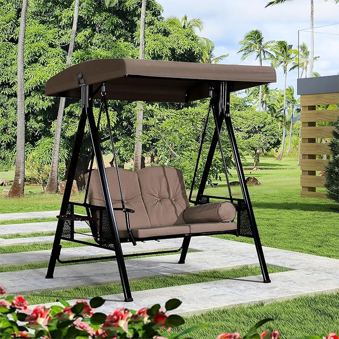 PURPLE LEAF 2-Seat Deluxe Outdoor Patio Porch Swing by PURPLELEAF
