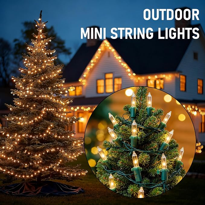 TW SHINE Warm White Christmas Lights Outdoor, 20FT 100 Count Incandescent - Image 3