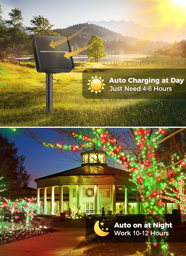 Minetom Solar Christmas Lights Outdoor Waterproof, 2 Pack Total 80FT 200 LED - Image 3