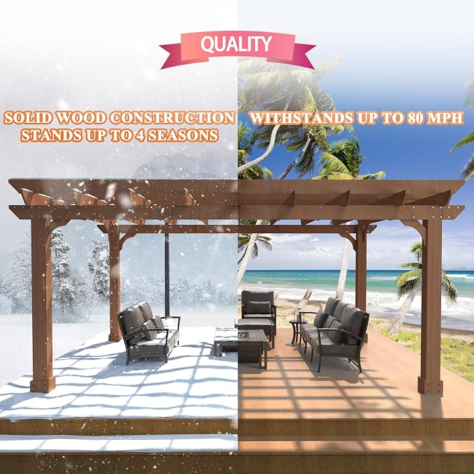 MUPATER Retratable Wooden Pergola Gazebo - Image 7
