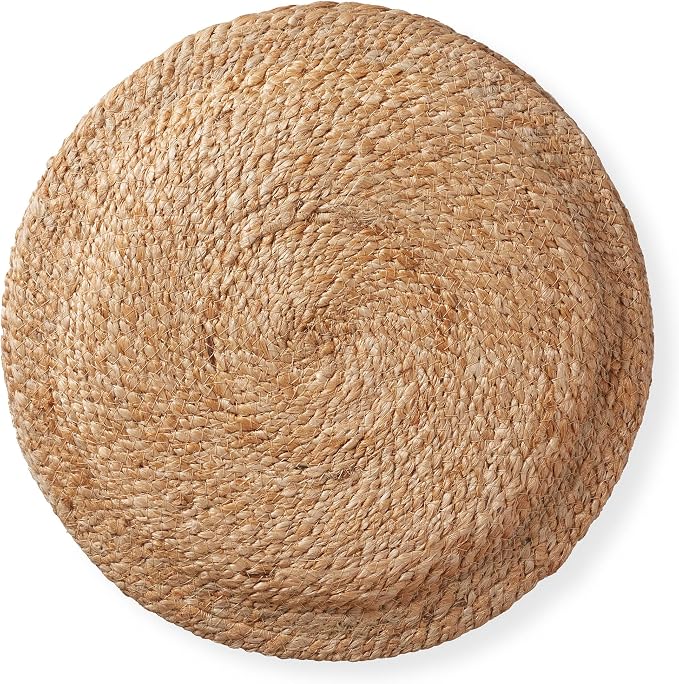 Casafield Hand-Braided Jute Pouf Ottoman Footrest, Natural Boho Home Decor - Image 5