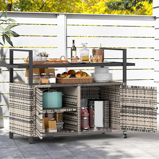 DWVO XXL Patio Storage Cabinet, Outdoor Bar Cart - Image 2