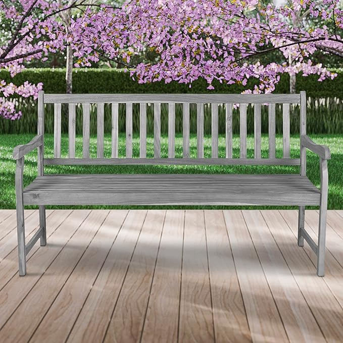 JONATHAN Y BNH101B Laurel 59.1" 3-Seat Slat-Back 600-Lbs Support Acacia Wood - Image 6