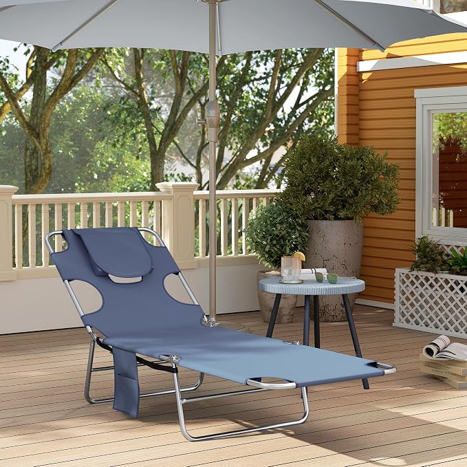 Outsunny Folding Beach Lounge Chair - Image 8