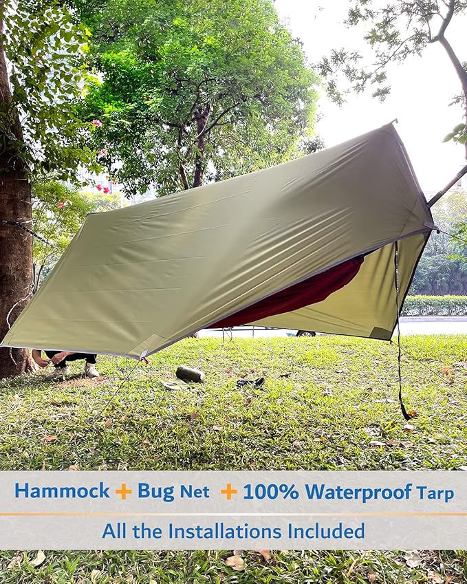 Sunyear Camping Hammock, Portable Single & Double Hammock - Image 3