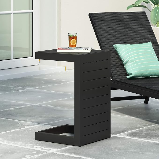 Christopher Knight Home Jesse Coral Outdoor Modern Aluminum C-Shaped End Table - Image 2