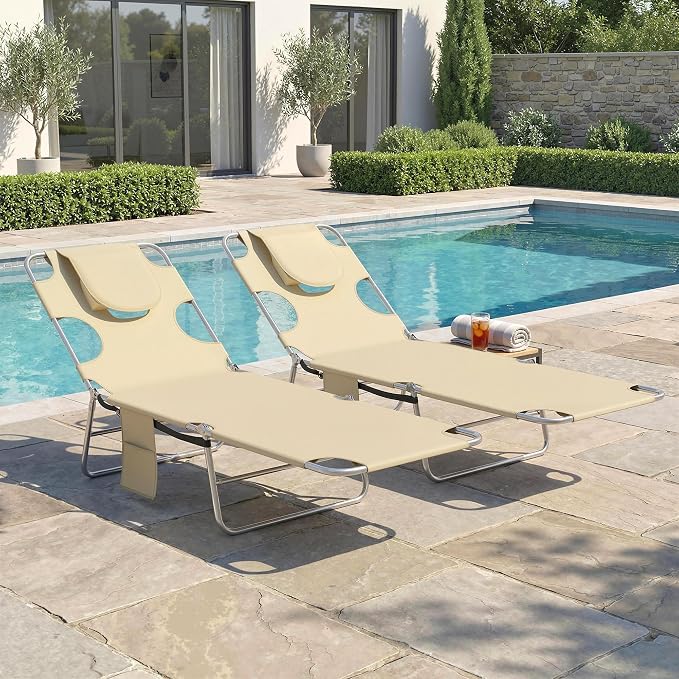 Outsunny Chaise Lounge Chair Outdoor Set of 2 - Image 9