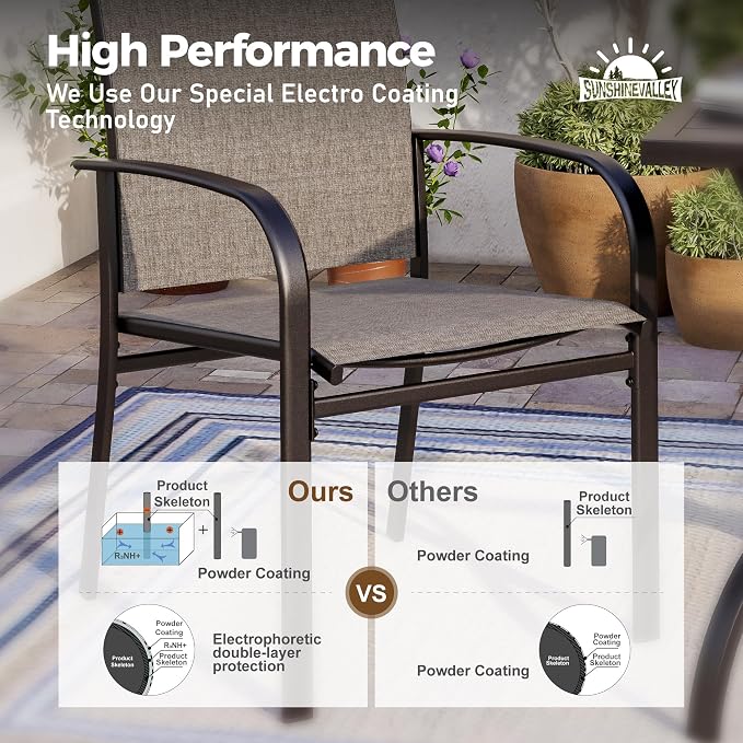 9 Piece Patio Dining Set for 8, Rectangular Extendable Dining Table, 8 Metal - Image 4