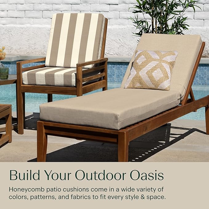 Honeycomb Outdoor Heritage Chaise 21.5 x 70, Textured Solid Almond Chaise - Image 3