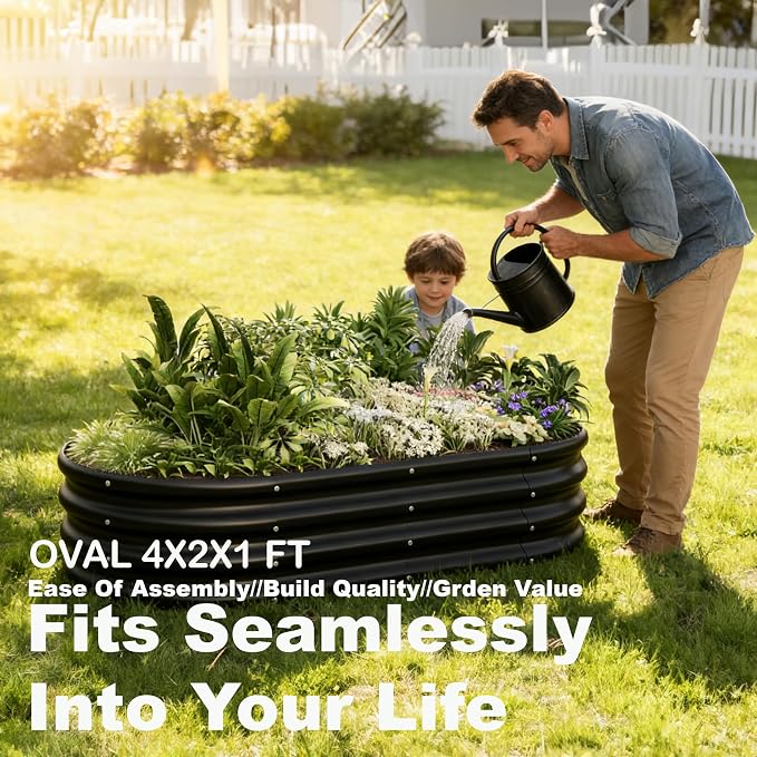 4x2x1ft-2pcs-Oval Raised Garden Bed Kit, Galvanized Planter Garden Boxes Outdoor - Image 2