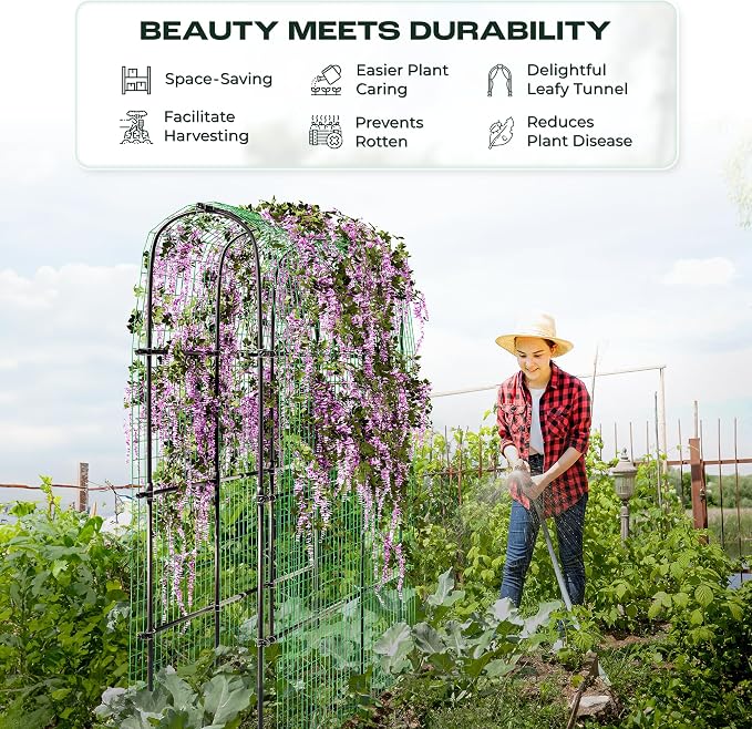Idzo Arched Trellis for Raised Garden Bed, 70in Stainless Steel Tunnel - Image 6