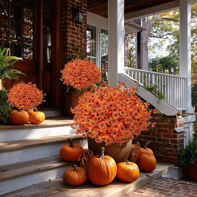 Artificial Fall Flowers Outdoor Fake Mums - Image 5