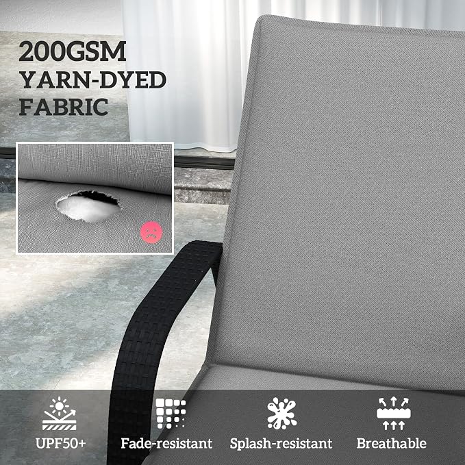 Outsunny Outdoor Lounge Chair Cushion Set of 2, UPF50+ 200gsm Fabric and 25D - Image 3