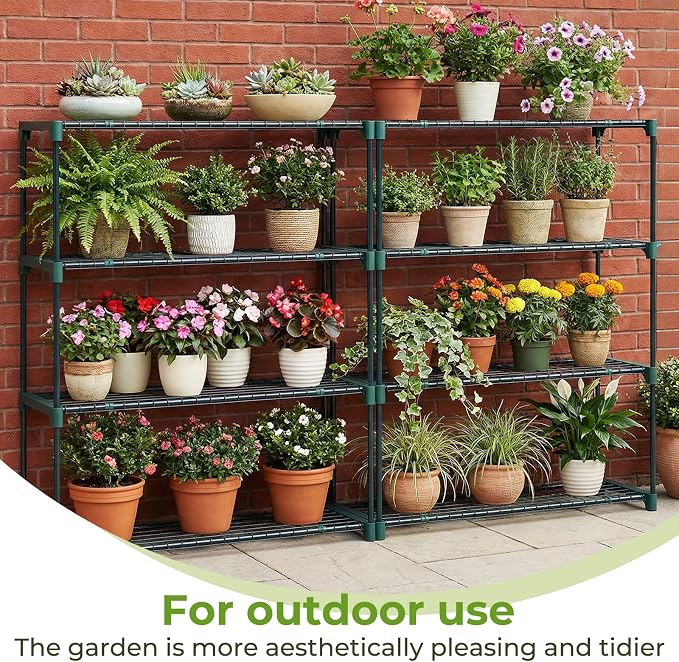Ohuhu Plant Greenhouse Shelves 4 Tier 2 Pack Extra-Wide Stable Green House - Image 3