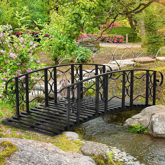 Outsunny 6' Metal Arch Backyard Garden Bridge - Image 2