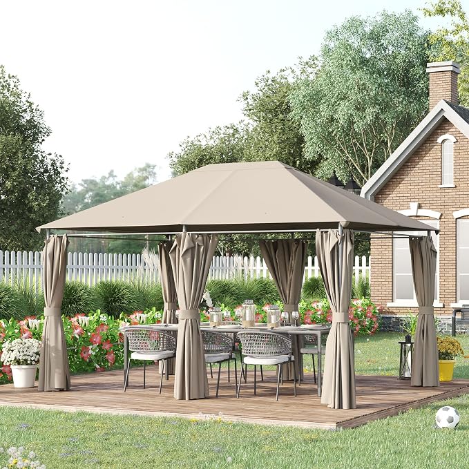 Outsunny 10' x 13' Outdoor Patio Gazebo Canopy Shelter - Image 2