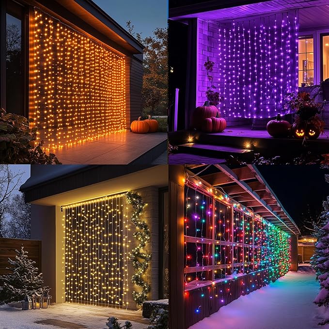 Dazzle Bright 300 LED Curtain String Lights, RGB Color Changing Christmas Fairy - Image 3