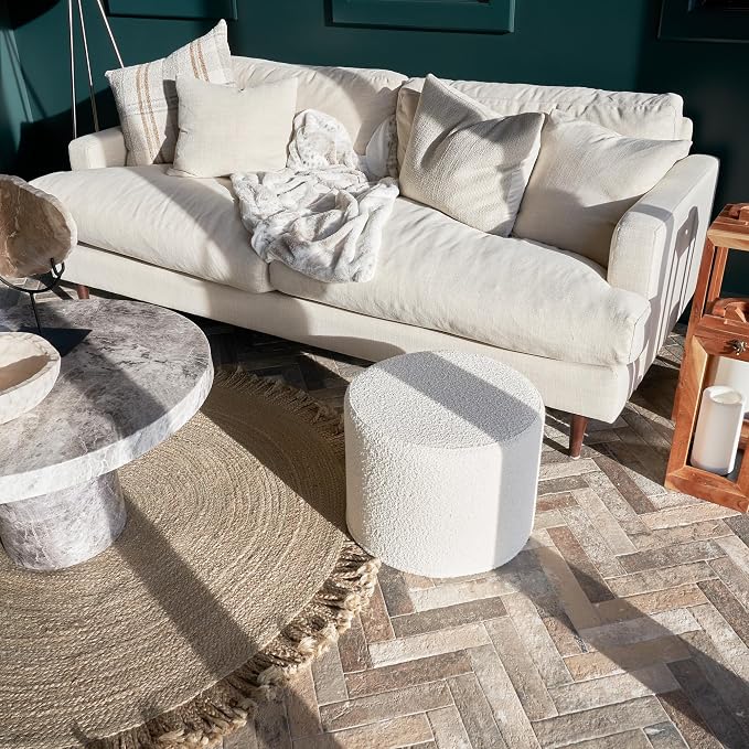 ZICOTO Beautiful Boucle Pouf Ottoman and Foot Rest - Image 6