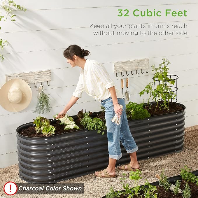 Best Choice Products 8x2x2ft Metal Raised Garden Bed, Oval Outdoor Deep Root - Image 4