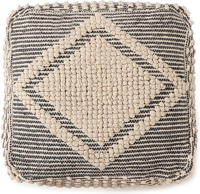 REDEARTH · UNSTUFFED Square Pouf Ottoman Cover Textured Storage Boho Cube Poof - Image 7