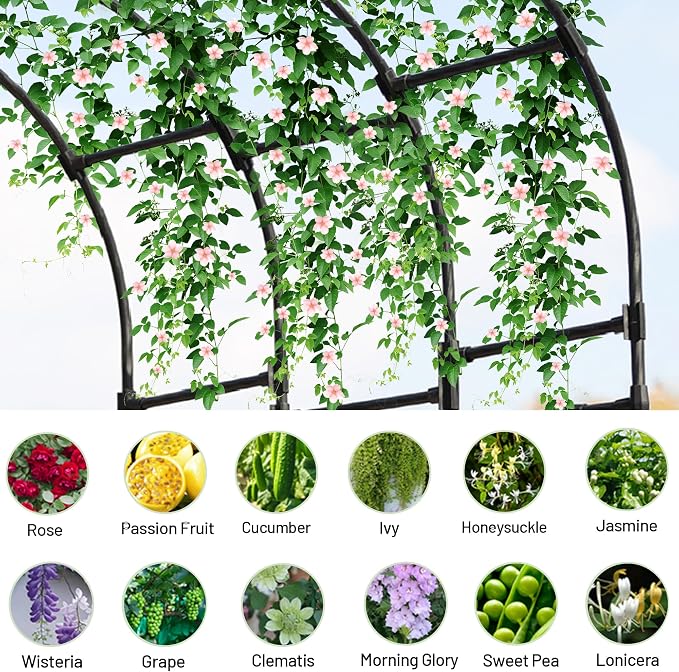 Twira Half Side Garden Arch Trellis, 7.9FT Metal Arbor Trellis - Image 5