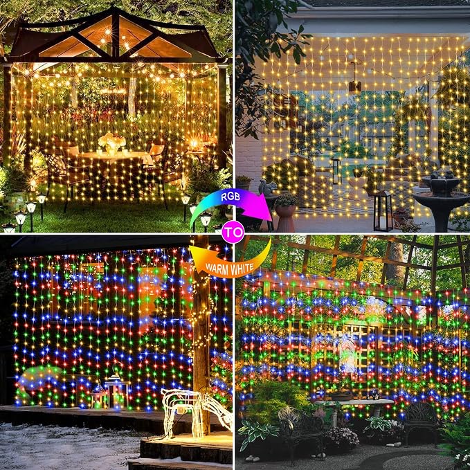 ZAIYW Curtain Lights 600 LED 20Ftx10Ft, Dual Color Changing Curtain Fairy Light - Image 8