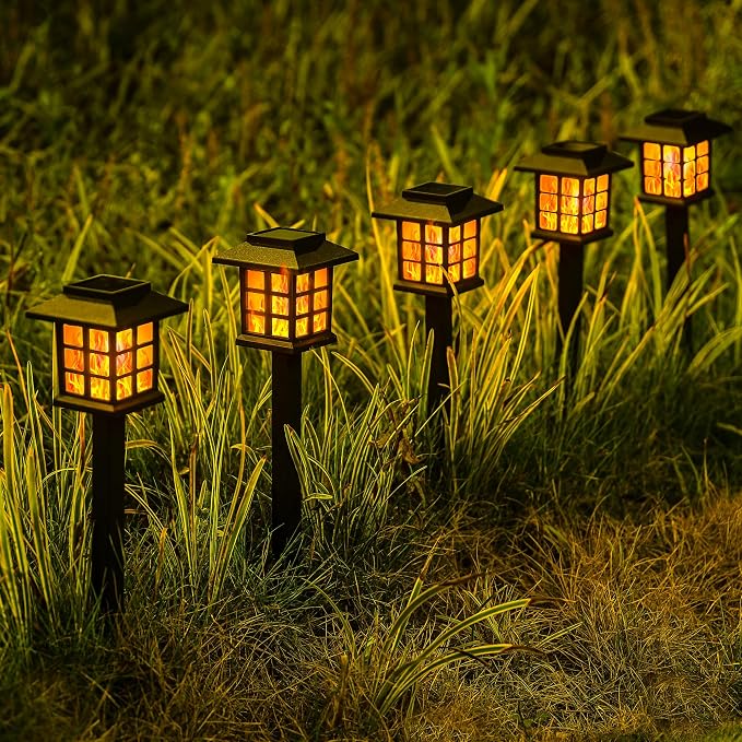 GIGALUMI Solar Lights for Outside, 10 Pack Flickering Flame LED Solar Outdoor - Image 8
