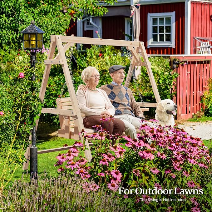 VINGLI 4FT Porch Swing Frame, 660 LBS Capacity Wooden A-Frame Swing Stand - Image 7