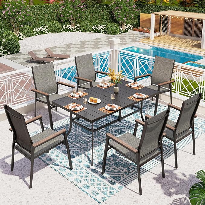 PHI VILLA 7 PCS Patio Dining Set, Outdoor Furniture by PHIVILLAThepioneerofcomfortablehouseholdsupplies