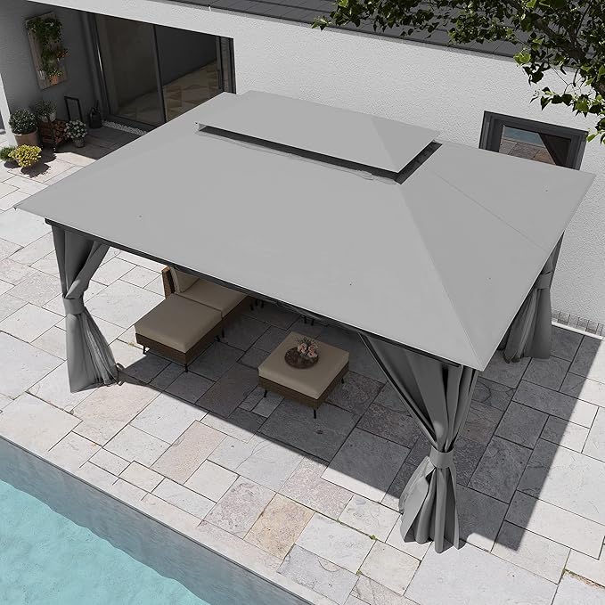 LAUSAINT HOME Semi-Permanent Outdoor Patio Gazebo 10'x13', Heavy Duty Party - Image 2