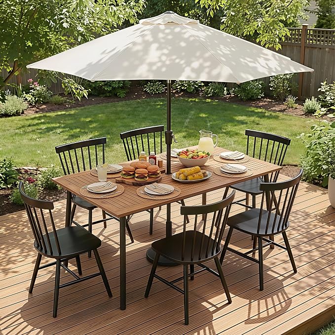 Flamaker Acacia Wood Patio Outdoor Dining Table by Flamaker
