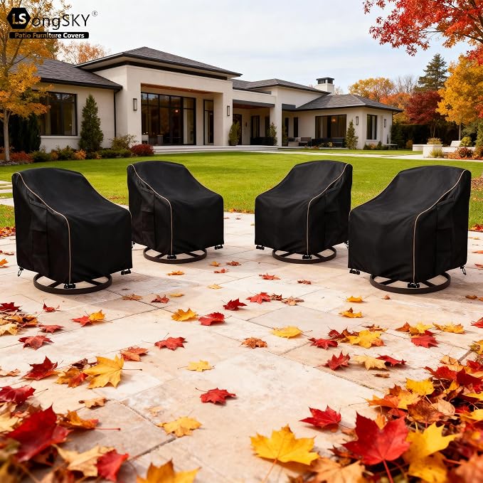 Patio Swivel Chair Cover 4 Pack, Waterproof Heavy Duty Outdoor Chair Covers - Image 8