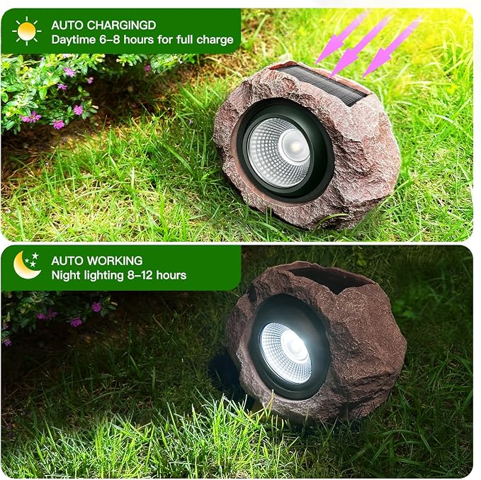 Timeflies Solar Rock Lights Outdoor 1 Pack, Bright Solar Spotlights Outdoor - Image 4