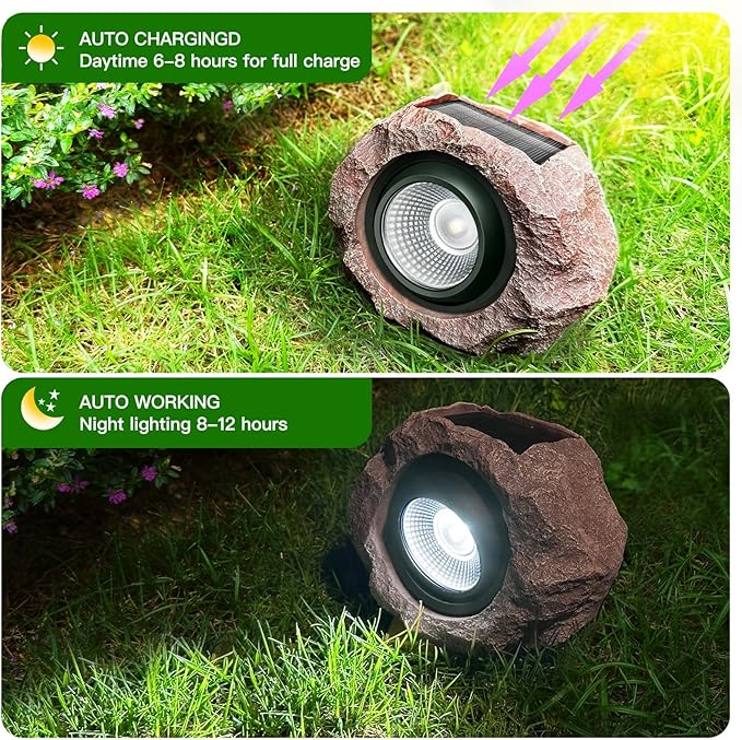 4 Pack Solar Rock Lights Outdoor, Angle Adjustable Solar Lights Outdoor - Image 4