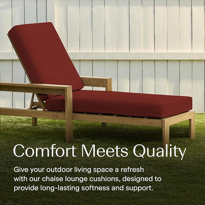 Honeycomb Outdoor Heritage Chaise, 21.5 x 70, Textured Solid Henna Chair Cushion - Image 2