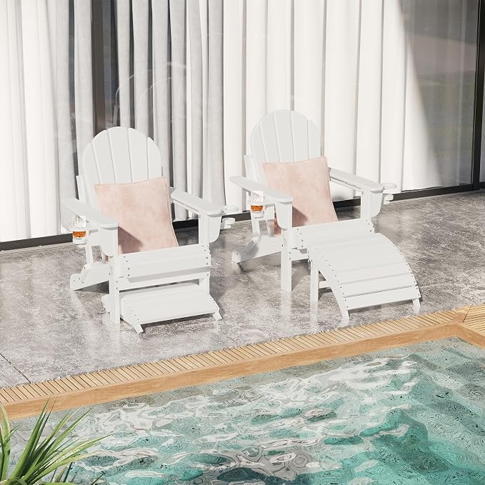 Sundale Outdoor Folding Plastic Adirondack Ottoman, All-Weather Adirondack - Image 6
