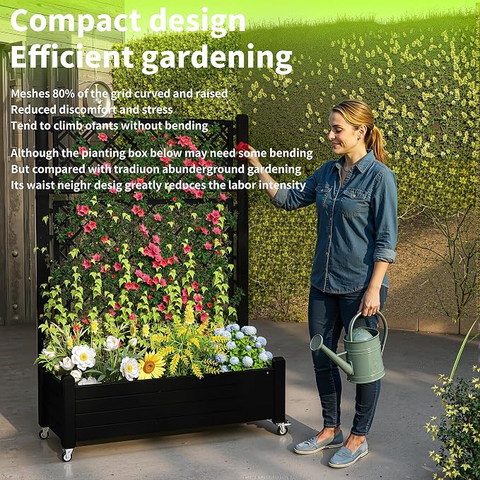 Raised Garden Bed with Trellis, 21 Gallon Self Watering Planter Box with - Image 7