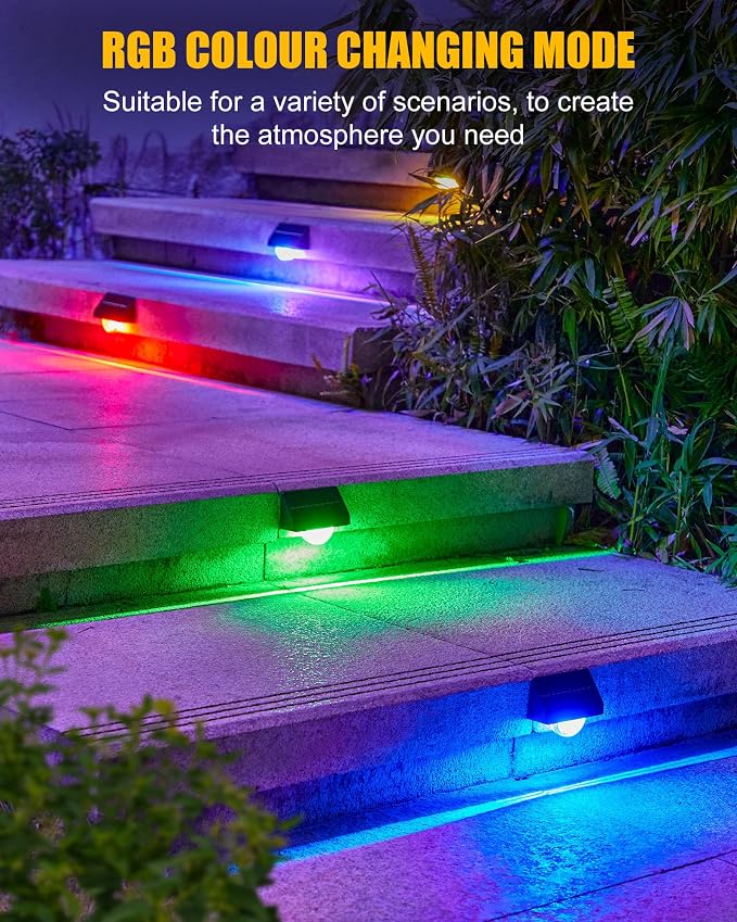 Brightown Solar Step Lights for Outside, 4 Pack Solar Stair Lights Outdoor - Image 5