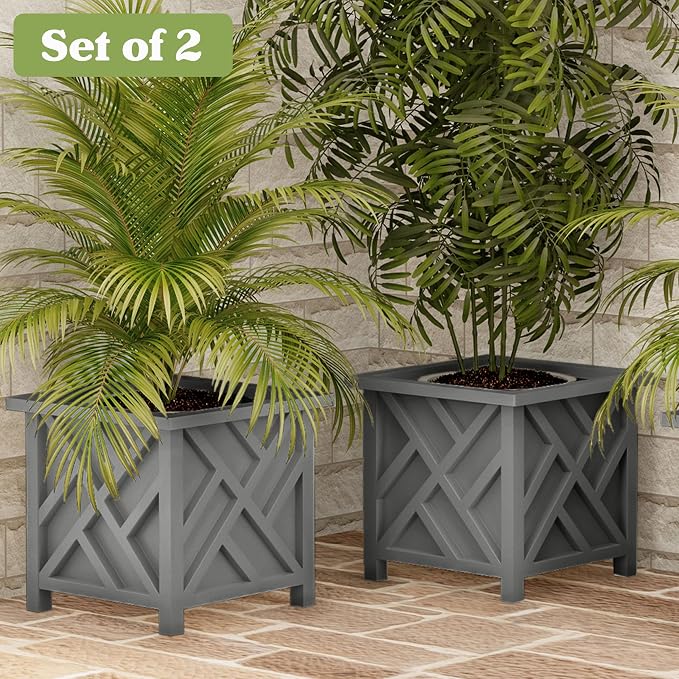 Lattice Design Outdoor Planter Box 2-Pack - Image 2