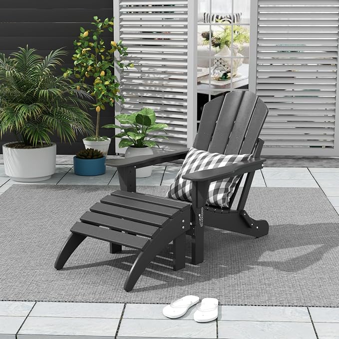 WO Home Furniture Adirondack Ottoman Outdoor Patio Footrest 13.5" Inch Folding - Image 2